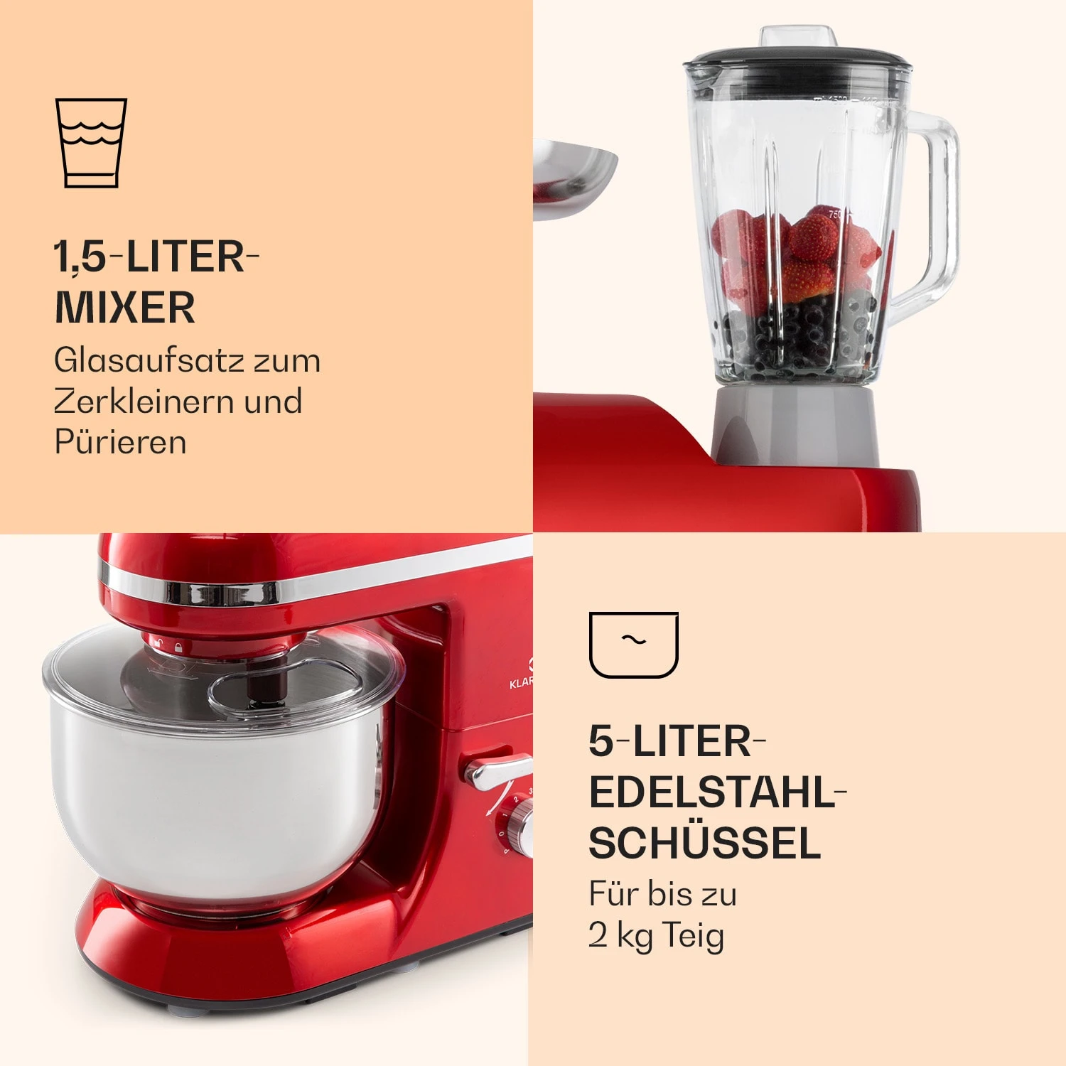 Lucia Elegance Küchenmaschine Mixer Fleischwolf 2000W BPA-frei 6 Lucia Elegance Küchenmaschine Mixer Fleischwolf 2000W BPA-frei – Bild 6