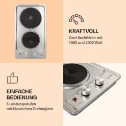 Appetito Domino Elektrokochfeld 2 Platten 3000 Watt Edelstahl -Küche Zu Hause 10035700 de 0003 logo
