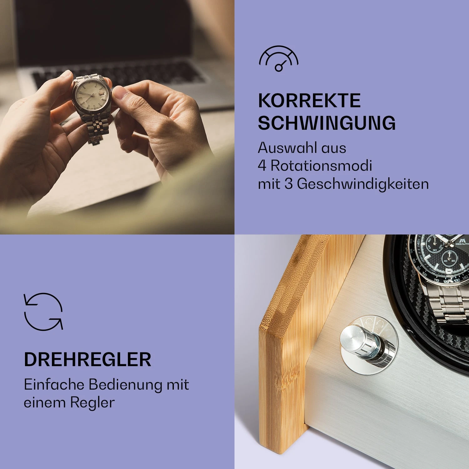 Garonne 6 Uhrenbeweger 6 Uhren 3 Geschwindigkeiten 4 Modi Bambus 3 Garonne 6 Uhrenbeweger 6 Uhren 3 Geschwindigkeiten 4 Modi Bambus – Bild 3