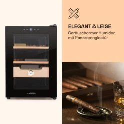 Klarstein El Presidente 37 Zigarren-Humidor 37L 2 Einschübe 1 Fach Zedernholz -Küche Zu Hause 10036101 de 0003 logo