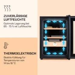 Klarstein El Presidente 37 Zigarren-Humidor 37L 2 Einschübe 1 Fach Zedernholz -Küche Zu Hause 10036101 de 0004 logo