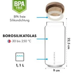 Glaswerk Lovage Vorratsgläser 1,1 L 3er Set Borosilikatglas Akazienholzdeckel Silikon 11 Glaswerk Lovage Vorratsgläser 1,1 L 3er Set Borosilikatglas Akazienholzdeckel Silikon -Küche Zu Hause 10036356 de 0006 logo