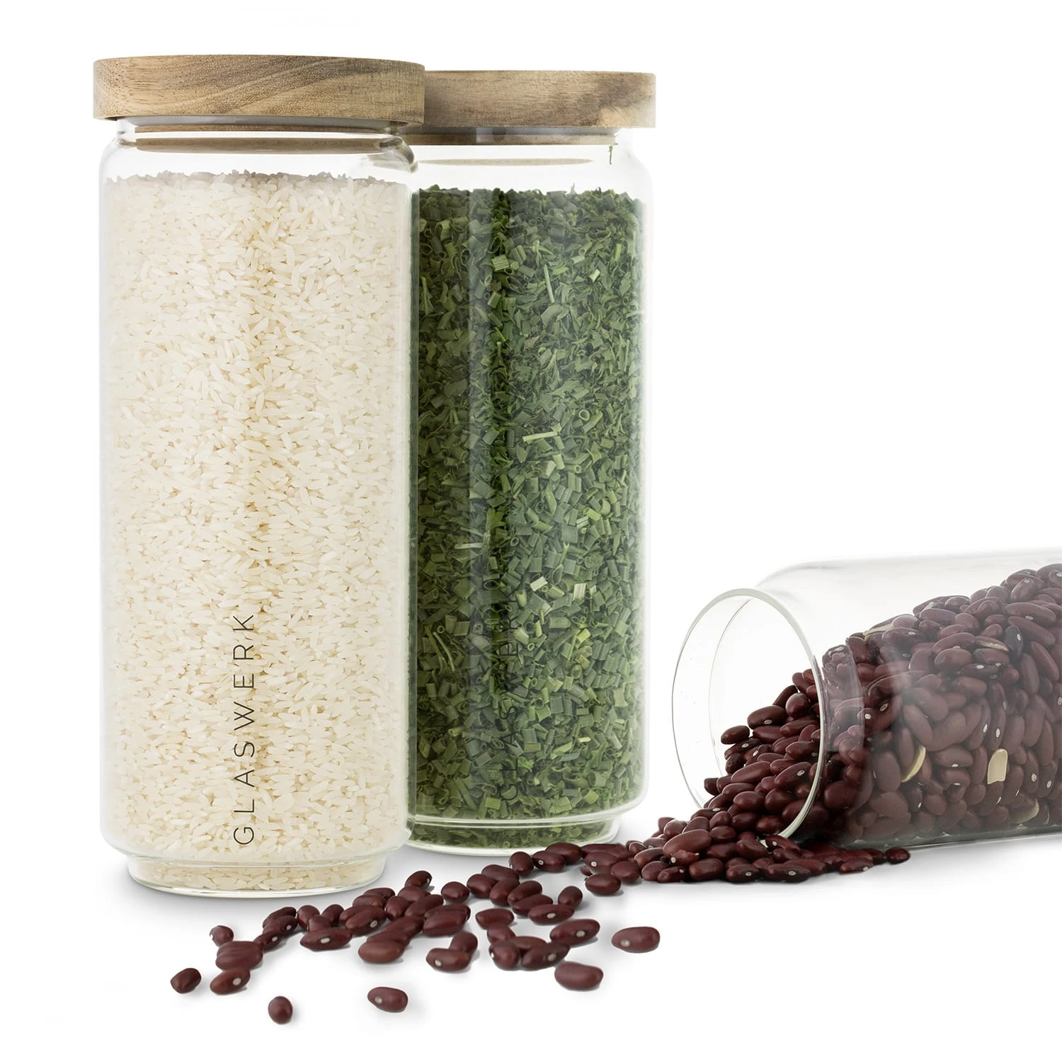 Glaswerk Lovage Vorratsgläser 1,1 L 3er Set Borosilikatglas Akazienholzdeckel Silikon 1 Glaswerk Lovage Vorratsgläser 1,1 L 3er Set Borosilikatglas Akazienholzdeckel Silikon