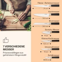 Kitano 8tlg. Messer-Set Mit Block 7 Messer Stahl Edler Holzblock -Küche Zu Hause 10037814 de 0004 logo