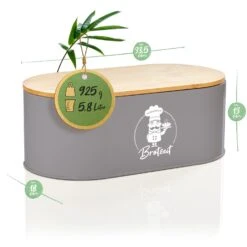 Rök Brotbox Metallblech Bambusdeckel 33,5 X 13 X 18 Cm (BxHxT) Oval -Küche Zu Hause 10038118 yy 0007 logo