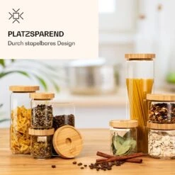 Stapelglas Mit Bambusdeckel 1000 Ml Stapelbar Luftdicht -Küche Zu Hause 10038241 de 0003 logo