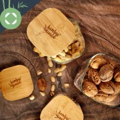 Eckiges Glas Mit Bambusdeckel Luftdicht Mit Silikonring 6x25x6 Cm 3x 500 Ml -Küche Zu Hause 10038259 yy 0005 logo