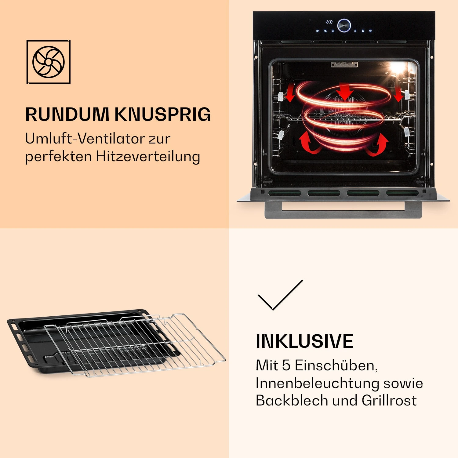 Illuminosa Smart Einbaubackofen 2800W 11 Funktionen App-Steuerung 6 Illuminosa Smart Einbaubackofen 2800W 11 Funktionen App-Steuerung – Bild 6