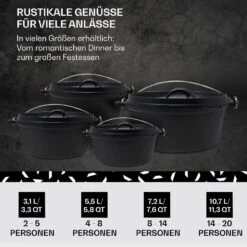 Galloway Dutch Oven 4.5 BBQ-Topf Gusseisen Größe S / 4.5 Qt -Küche Zu Hause 10038580 de 0006 usp