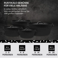 Galloway Dutch Oven 12.0 BBQ-Topf Gusseisen Größe XL / 12 Qt 12 Galloway Dutch Oven 12.0 BBQ-Topf Gusseisen Größe XL / 12 Qt -Küche Zu Hause 10038583 de 0006 usp