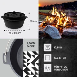 Guernsey Premium Dutch Oven 12.0 BBQ-Topf Gusseisen Voreingebrannt Größe XL / 12 Qt 10 Guernsey Premium Dutch Oven 12.0 BBQ-Topf Gusseisen Voreingebrannt Größe XL / 12 Qt -Küche Zu Hause 10038640 de 0004 usp