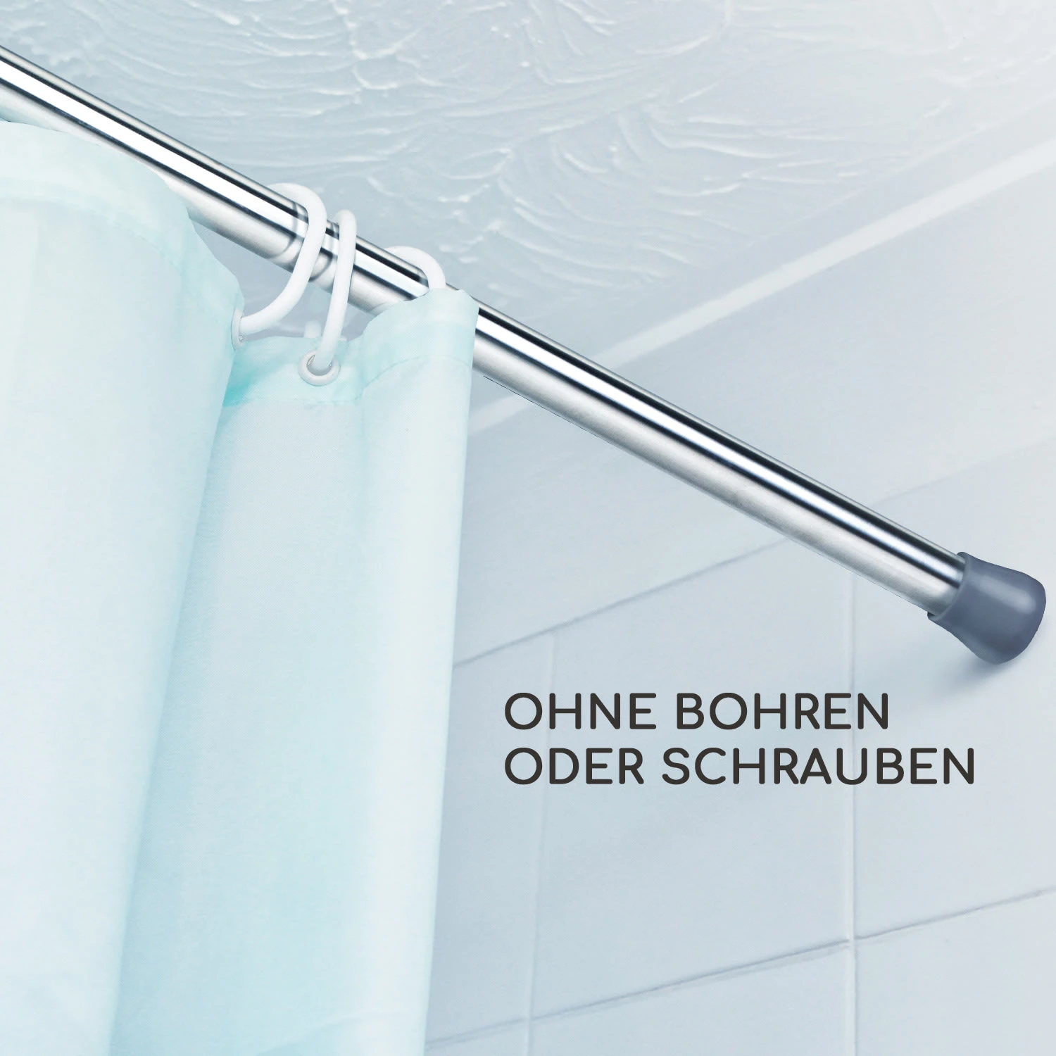 Stamina L Teleskopstange Duschvorhang 110-200cm Rutschfest 4 Stamina L Teleskopstange Duschvorhang 110-200cm Rutschfest – Bild 4