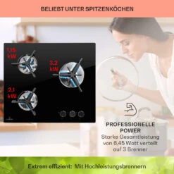 Trifecta 3 Gaskochfeld 3-flammig Gusseisen Glaskeramik -Küche Zu Hause 10039421 de 0003 usp