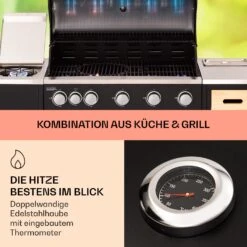 Jersey Outdoor Kitchen Gasgrill 20,7 KW 5+1 Brenner Mobil Regenschutz -Küche Zu Hause 10039855 de 0003 usp