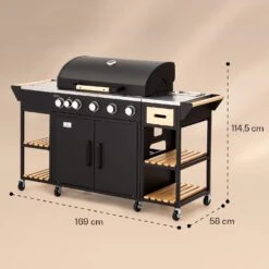 Jersey Outdoor Kitchen Gasgrill 20,7 KW 5+1 Brenner Mobil Regenschutz -Küche Zu Hause 10039855 yy 0008 dimensions