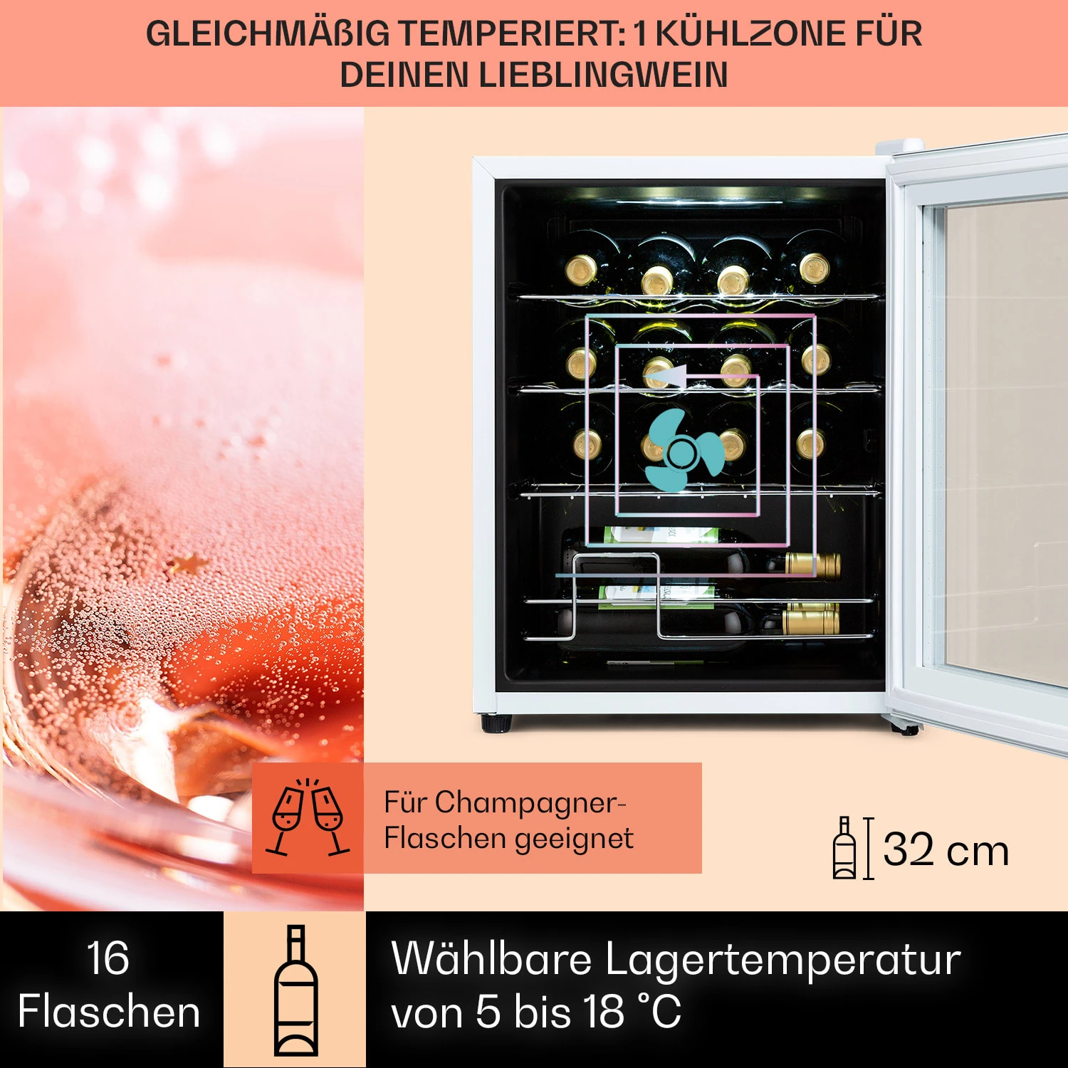Shiraz 16 Quartz Weinkühlschrank 42l Touch-Bedienfeld 160 W 5-18 °C 3 Shiraz 16 Quartz Weinkühlschrank 42l Touch-Bedienfeld 160 W 5-18 °C – Bild 3