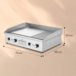 Grillmeile 4400 Elektrogrill Plancha 2x2200W Grillplatte Edelstahl -Küche Zu Hause 10039915 yy 0008 dimensions