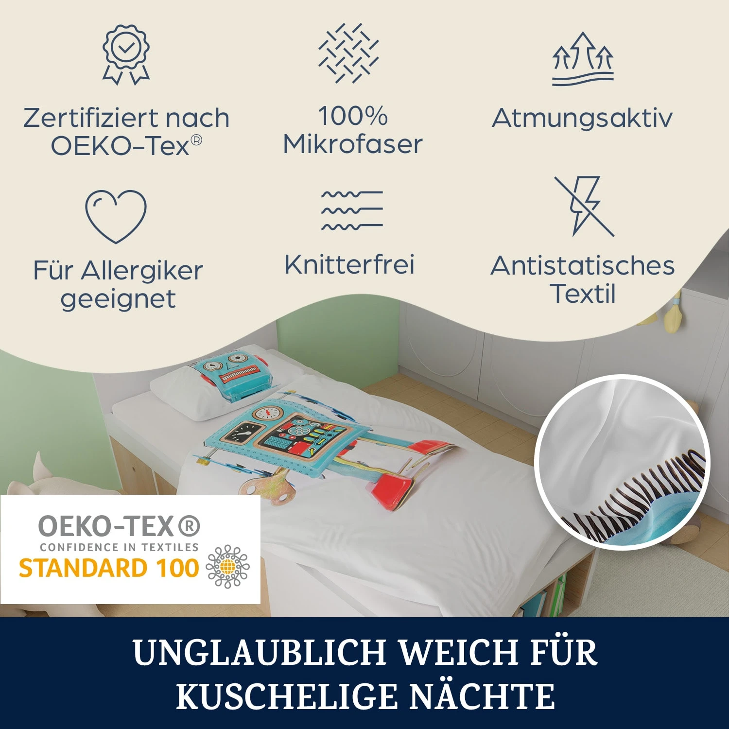 Soft Wonder Kids-Edition Bettwäsche 100 X 135 Cm 40 X 60 Cm Atmungsaktiv Mikrofaser 2 Soft Wonder Kids-Edition Bettwäsche 100 X 135 Cm 40 X 60 Cm Atmungsaktiv Mikrofaser – Bild 2