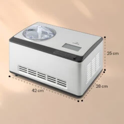 Dolce Bacio Smart Eiscremebereiter Yogurtmaker Kompressor 2 Liter WiFi Touch Edelstahl -Küche Zu Hause 10040048 yy 0008 dimensions