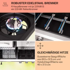 Kingsville 4.1 Kombigrill Gas + Kohle 13,7 KW 4+1 Brenner -Küche Zu Hause 10040271 de 0005 usp