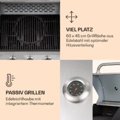 Lucifer 3 Gasgrill 3 X 3,6 KW Brenner 60x45cm Grill Edelstahl Mobil -Küche Zu Hause 10040280 de 0004 logo