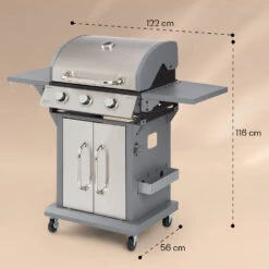 Lucifer 3 Gasgrill 3 X 3,6 KW Brenner 60x45cm Grill Edelstahl Mobil -Küche Zu Hause 10040280 yy 0008 dimensions