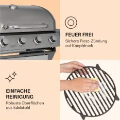 Lucifer 4 Gasgrill 4 X 3,6 KW Brenner 69x45cm Grill Edelstahl Mobil -Küche Zu Hause 10040281 de 0007 logo