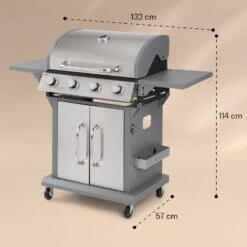 Lucifer 4 Gasgrill 4 X 3,6 KW Brenner 69x45cm Grill Edelstahl Mobil -Küche Zu Hause 10040281 yy 0008 dimensions