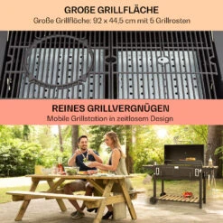 Aberdeen Double Holzkohlegrill Smoker Thermometer 2 Seitentische Mobil -Küche Zu Hause 10040293 de 0004 usp
