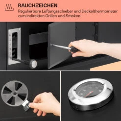 Aberdeen Double Holzkohlegrill Smoker Thermometer 2 Seitentische Mobil -Küche Zu Hause 10040293 de 0005 usp