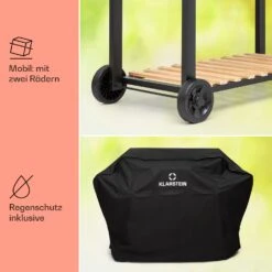 Aberdeen Double Holzkohlegrill Smoker Thermometer 2 Seitentische Mobil -Küche Zu Hause 10040293 de 0008 usp