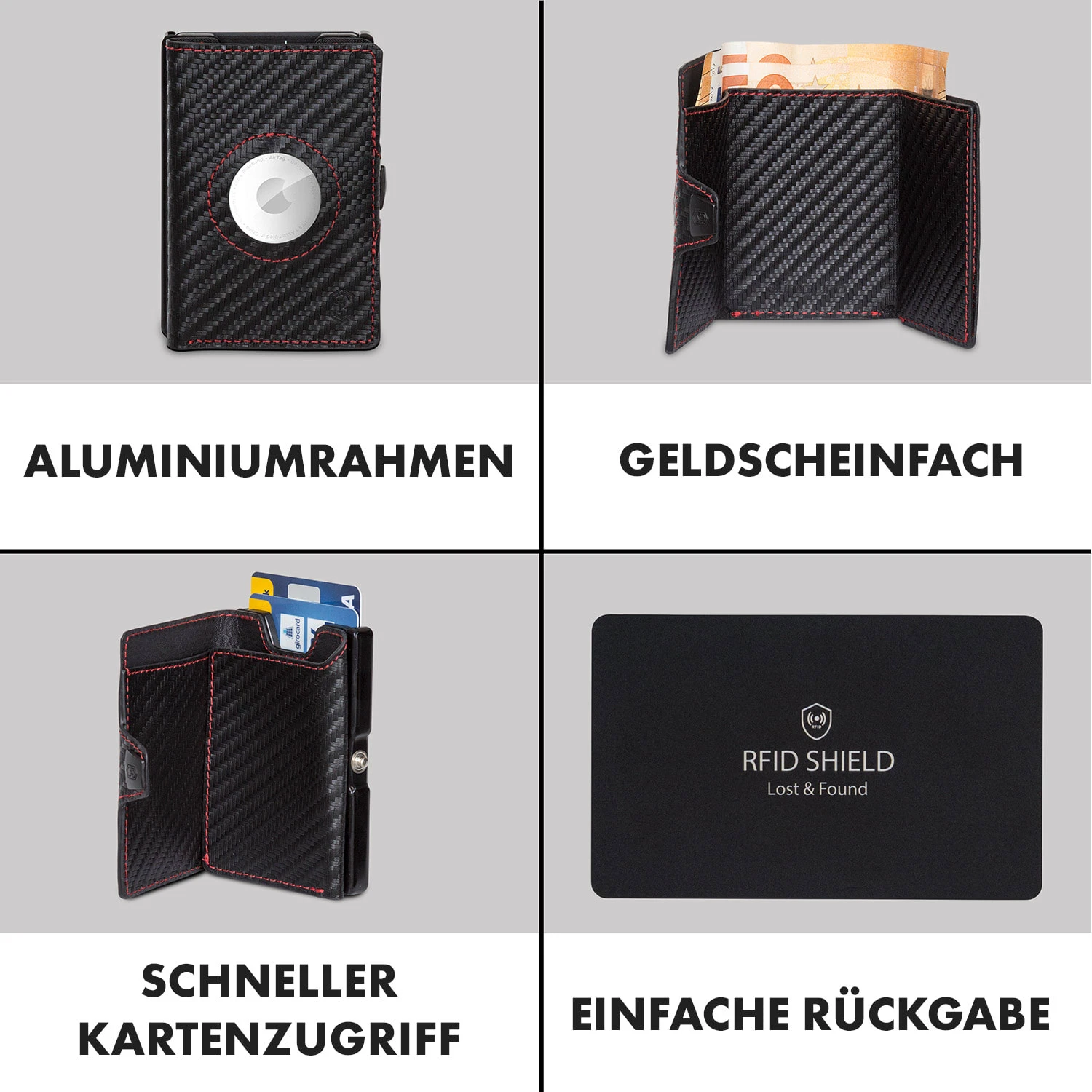 ZNAP Airtag Wallet 12 Karten Münzfach 9x1,8x6 Cm (BxHxT) RFID-Schutz 3 ZNAP Airtag Wallet 12 Karten Münzfach 9x1,8x6 Cm (BxHxT) RFID-Schutz – Bild 3