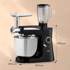 Renata Rossa Küchenmaschine 3-in-1 2000W 2,7PS 5Ltr Edelstahl BPA-frei -Küche Zu Hause 10040500 yy 0008 dimensions