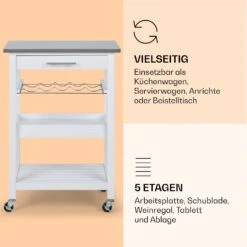Vermont Servierwagen Küchenwagen 5 Etagen Holz Edelstahl Mobil -Küche Zu Hause 10041118 de 0004 logo