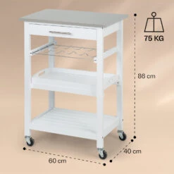 Vermont Servierwagen Küchenwagen 5 Etagen Holz Edelstahl Mobil -Küche Zu Hause 10041118 yy 0007 dimensions