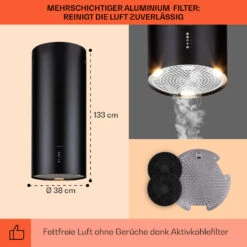 Bolea Inselabzugshaube Ø38cm Ab-/Umluft 600m³/h LED Inkl. Aktivkohlefilter -Küche Zu Hause 10041223 de 0005 usp