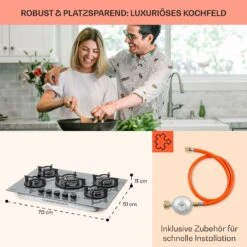 Firetale Gaskochfeld 5-flammig 70 Cm Aluminium-Brenner Inkl. Schlauch Und Druckminderer 14 Firetale Gaskochfeld 5-flammig 70 Cm Aluminium-Brenner Inkl. Schlauch Und Druckminderer -Küche Zu Hause 10041303 de 0006 usp