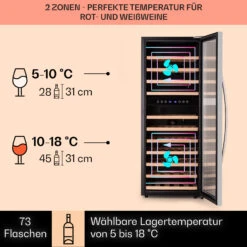 Vinamour 73 Duo Weinkühlschrank 2 Zonen 192 L/73 Flaschen 5-18°C Touch -Küche Zu Hause 10041314 de 0003 logo