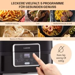 Combo Air Grill-Heißluftfritteuse 5 Programme 1500 Watt 4,5 L Grillkorb 2,5 L Frittierkorb -Küche Zu Hause 10041331 de 0003 usp