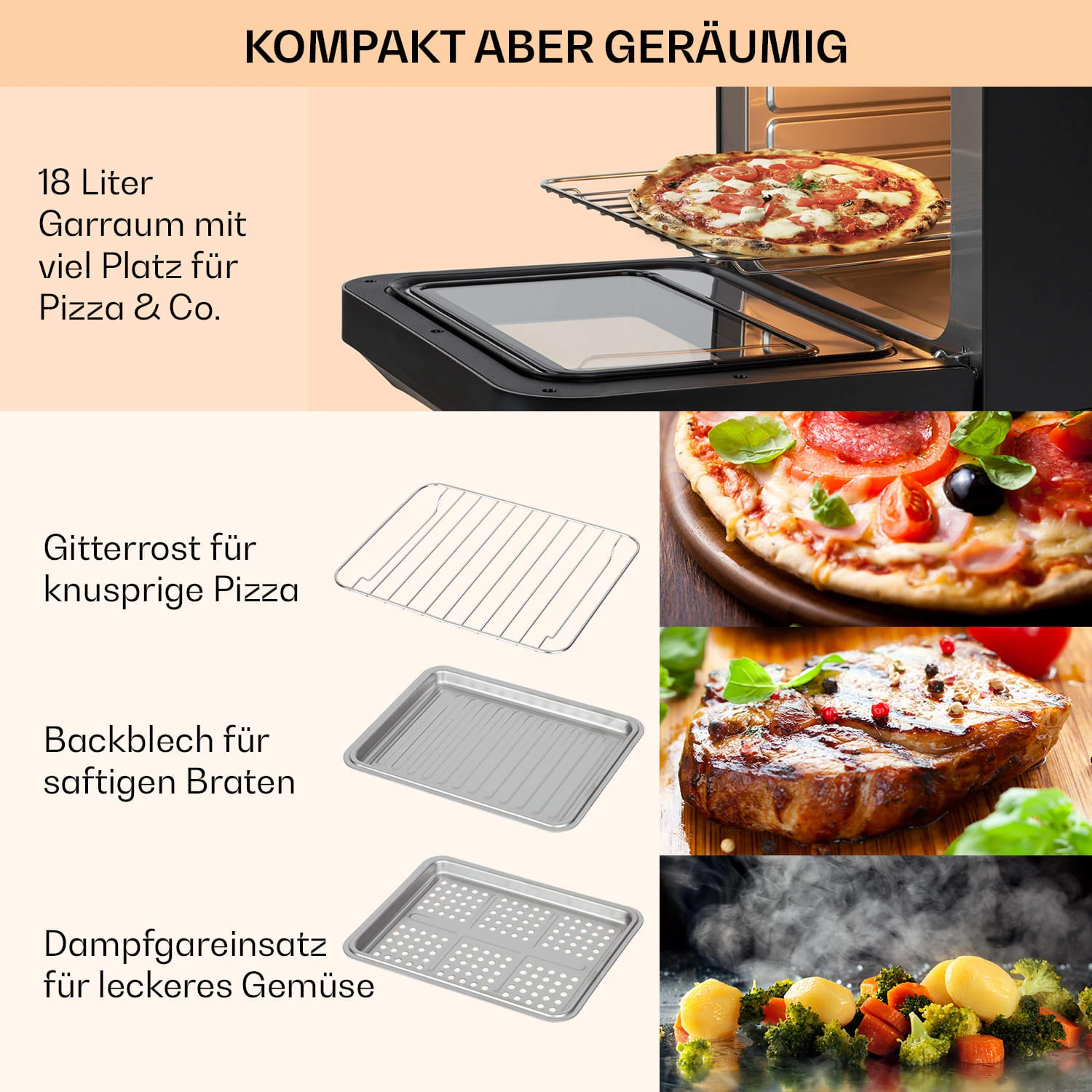 Vita Pro Heißluftfritteuse Dampfgaren 2450 W 18 Ltr 800 Ml Wassertank 6 Vita Pro Heißluftfritteuse Dampfgaren 2450 W 18 Ltr 800 Ml Wassertank – Bild 6