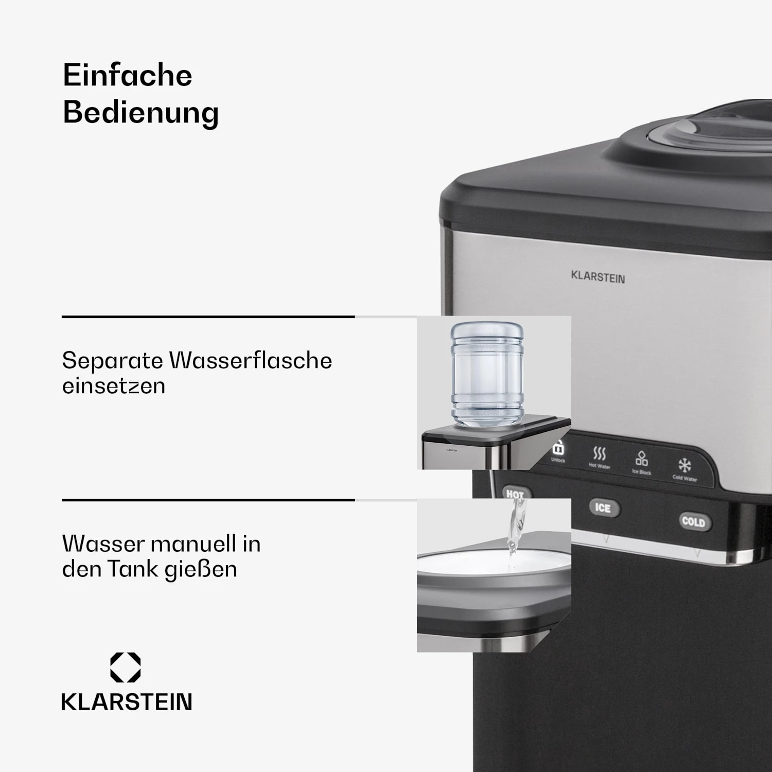Aqueous Eiswürfelmaschine 3-in-1: Eiswürfel, Wasserspender: Heiß & Kalt 20 Kg/24h 3 Aqueous Eiswürfelmaschine 3-in-1: Eiswürfel, Wasserspender: Heiß & Kalt 20 Kg/24h – Bild 3