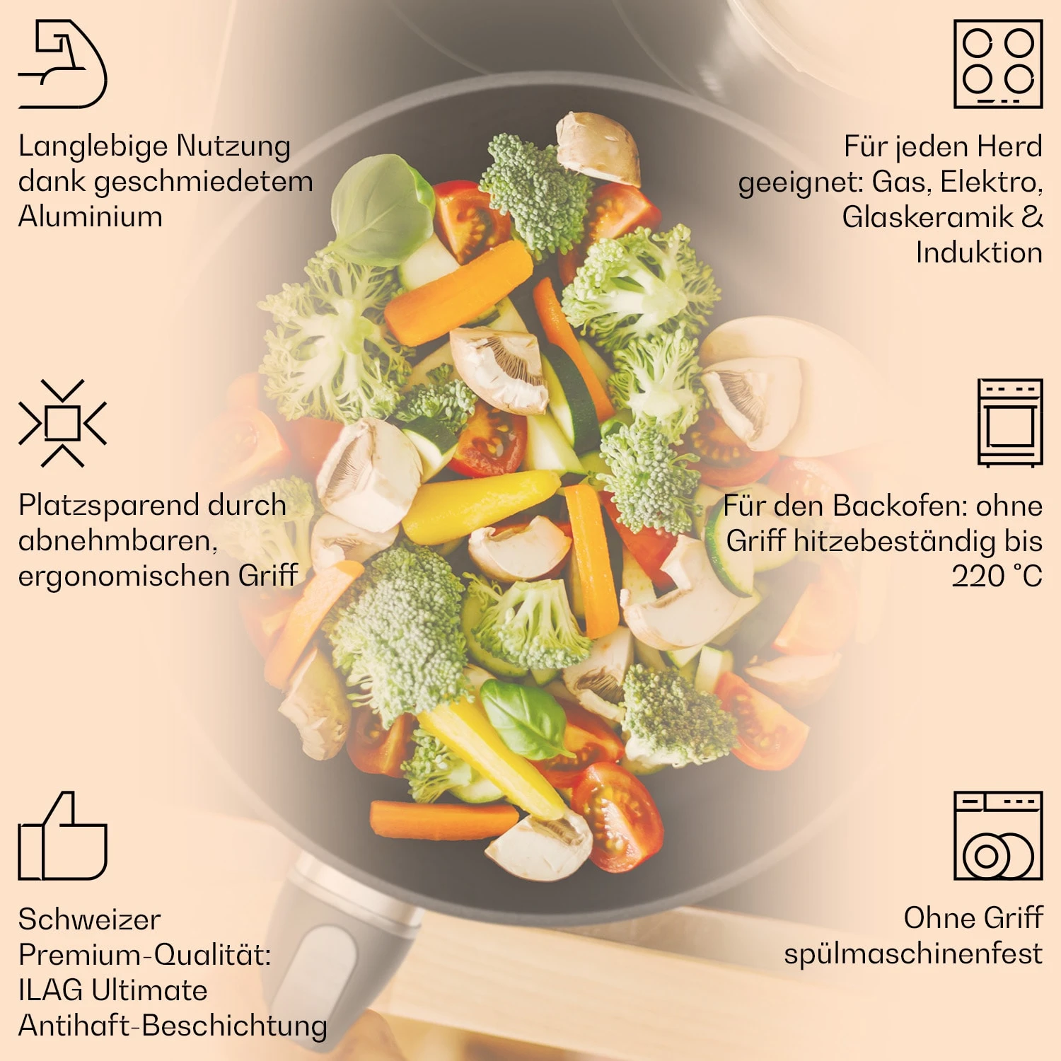 Noto Endurance Bratpfanne Ø20 Cm Geschmiedetes Aluminium Abnehmbarer Griff 2 Noto Endurance Bratpfanne Ø20 Cm Geschmiedetes Aluminium Abnehmbarer Griff – Bild 2