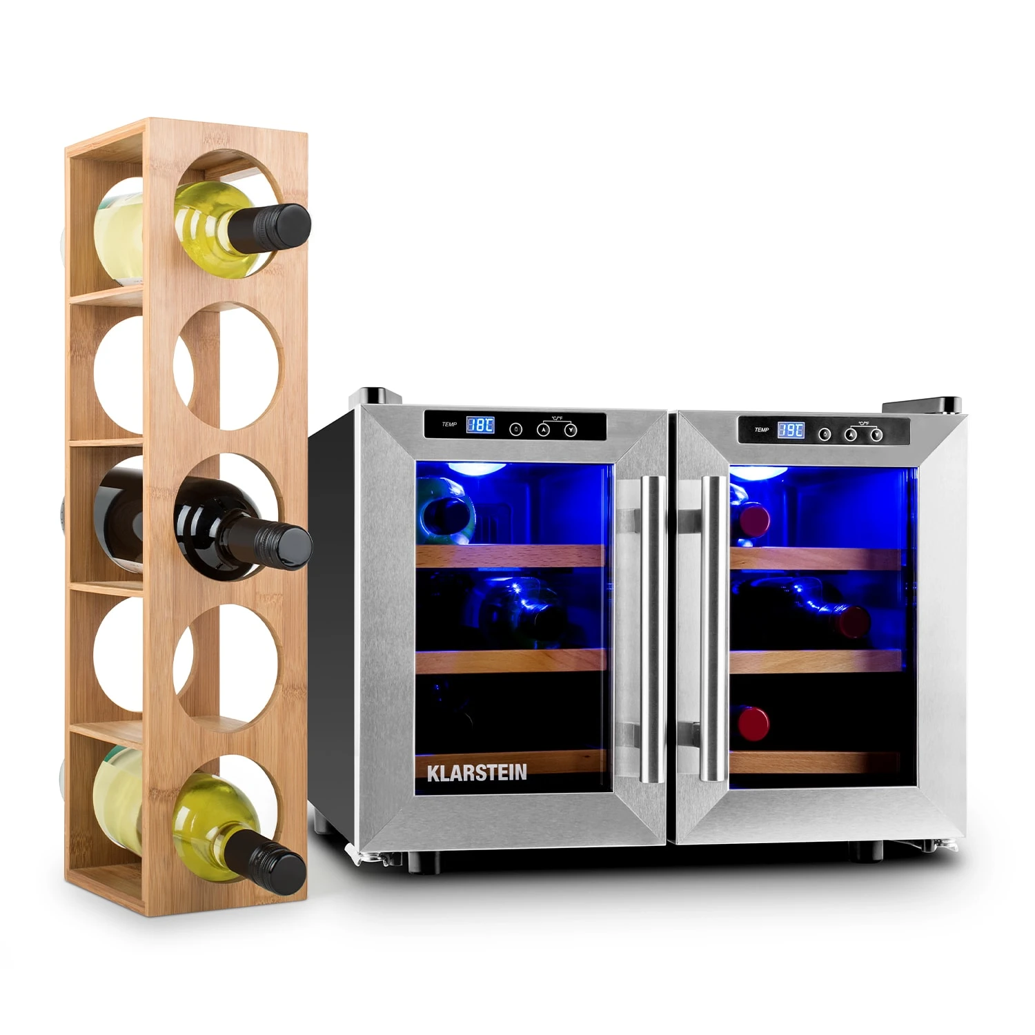 Reserva Saloon Weinset 2-teilig Weinkühlschrank Weinregal 1 Reserva Saloon Weinset 2-teilig Weinkühlschrank Weinregal