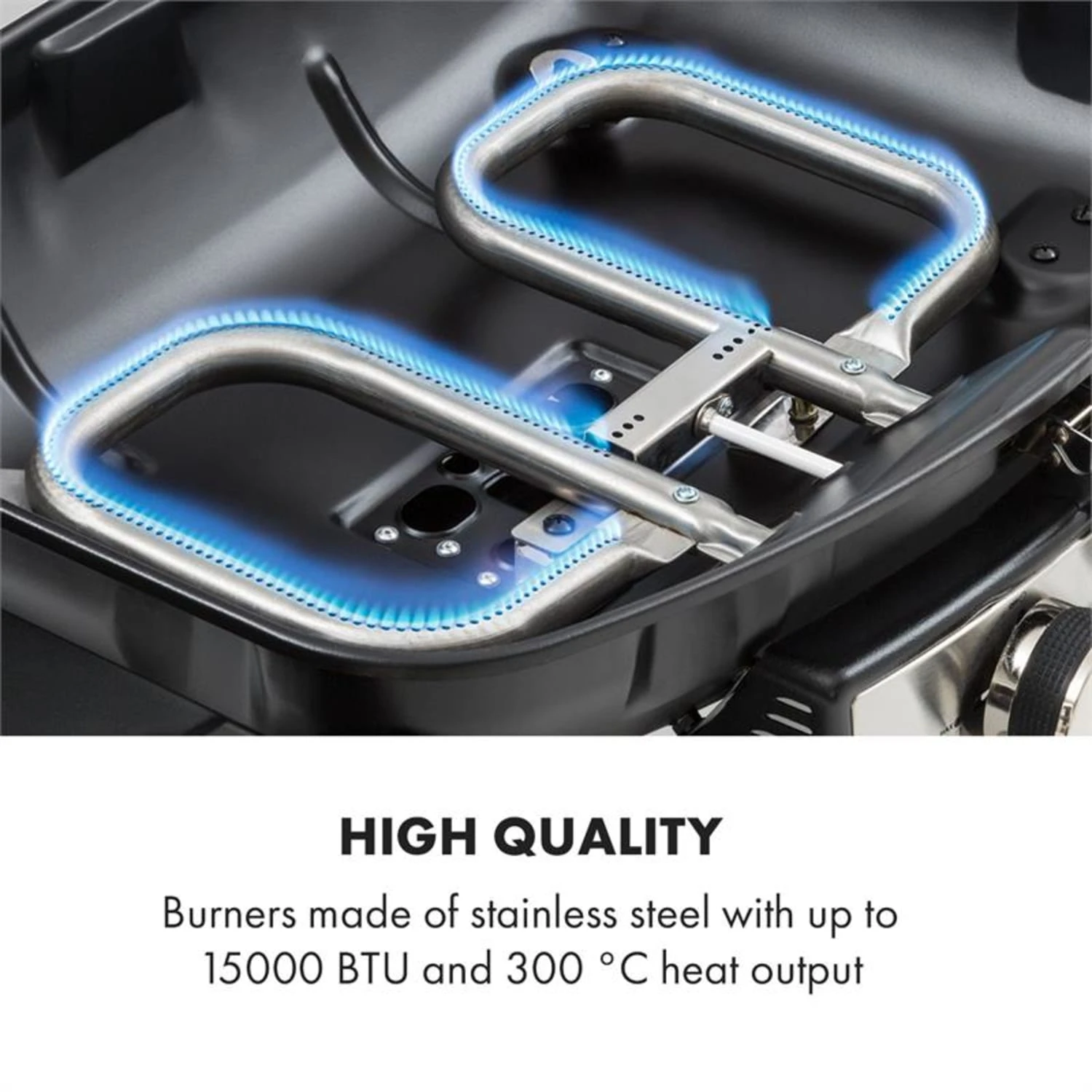 Parforce Duo Gasgrill 2 Brenner 4,4kW 15000BTU 300°C Gasschlauch Grau – Bild 5